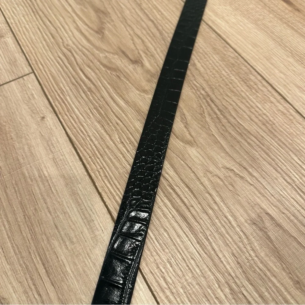 Black and Silver Vegan Leather Croc Belt